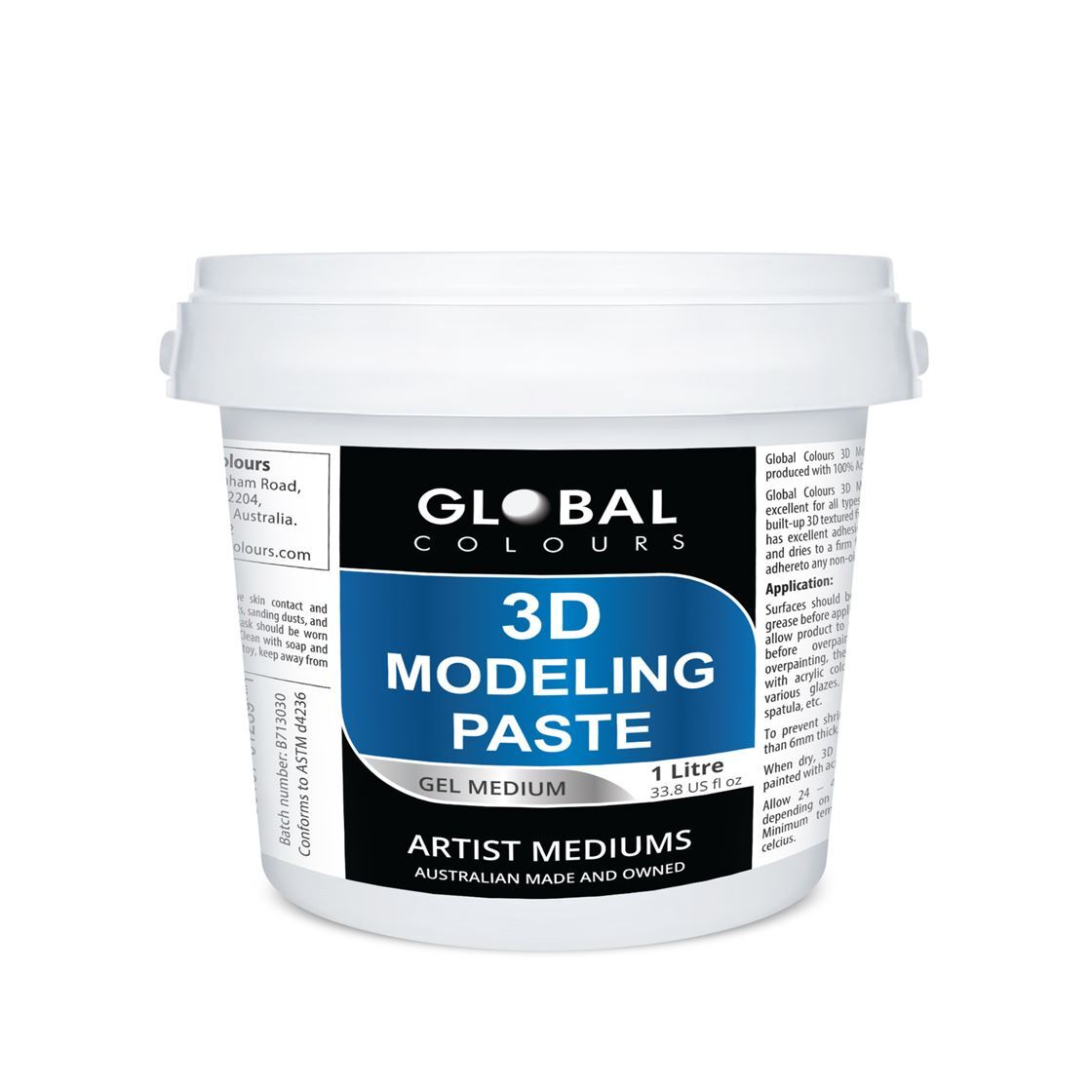 Global Colours 3D Modeling Paste 1 Litre