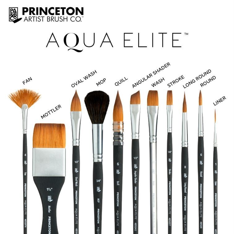 Princeton Aqua-Elite Series 4850 Synthetic Kolinsky Sable Brush 1/4 Angle  Shader