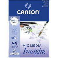 Canson Imagine 200Gsm Pad 50 Sheets Mix Media Light Grain Paper A3