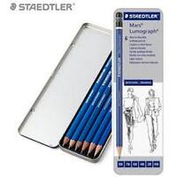 Staedtler Mars Lumograph 100 Lead Pencils Sketching Set, Tin Of 6 Pencils (Hb,2B,4B,6B,7B & 8B)
