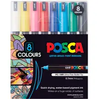 Posca Set Pc1Mr8C Contains One Each Of White Yellow Pink Red Blue Light Blue Green & Black