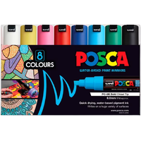 Posca Set Pc8K8A Contains One Each Of White Yellowpink Red Blue Light Blue Green & Black