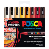 Posca Markers Medium Set Of 8 Warm Colours 